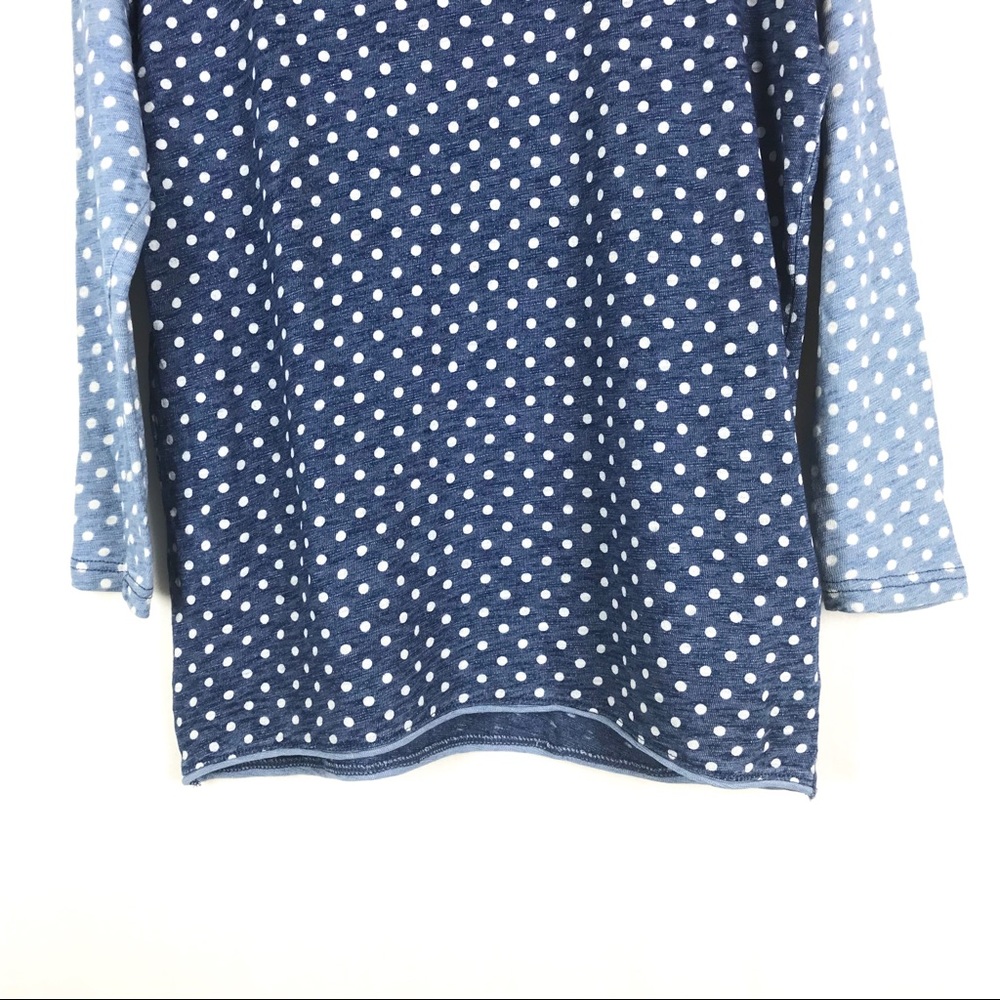 Madewell Long Sleeve Top XS Women Blue Polka Dot - Picture 3 of 8